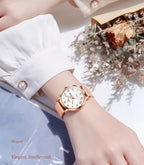 OLEVS 2920 Women's Watch Fashion Original Date Week Display Mesh Strap Roman Dial Luminous Ladies Quartz Wristwatch