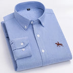 100% Cotton Oxford Men's Shirts Long Sleeves Plaid Soft Regular Fit Formal Dress Office Shirt Social Blouse Male Clothes 5XL 6XL