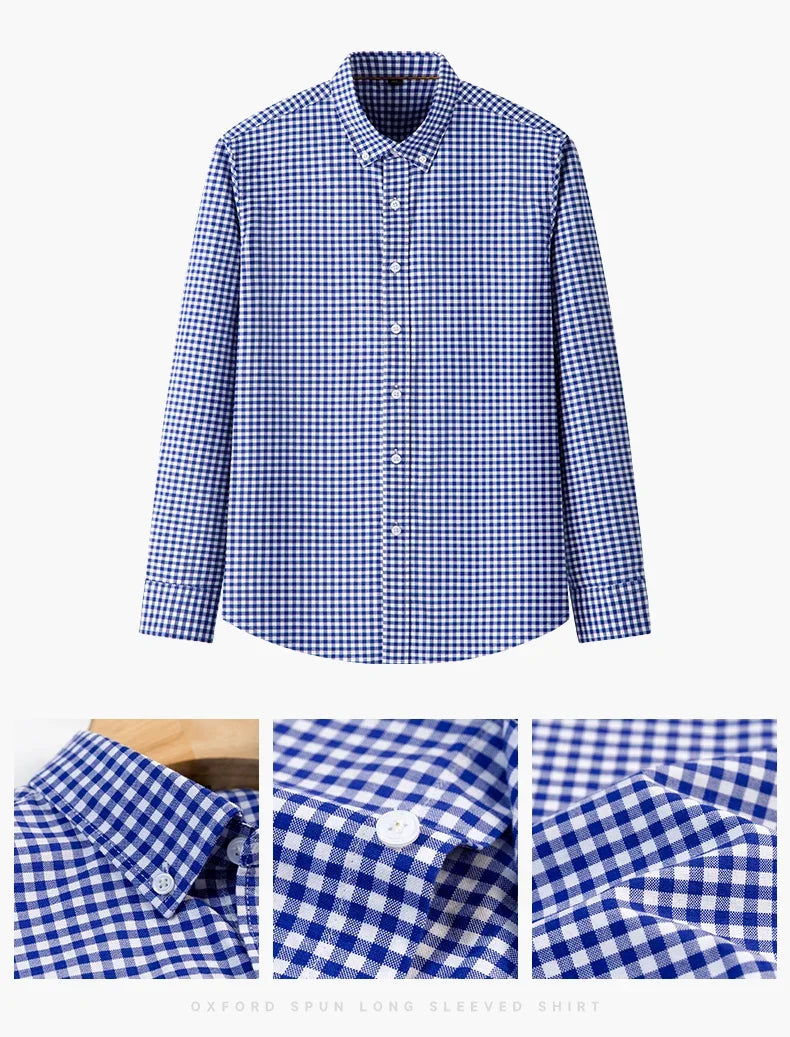 New In Shirt 100%Cotton Fashion Long Sleeve Shirts for Man Slim Fit Formal Plian Shirt Soft Casual Office Designer Plaid Clothes