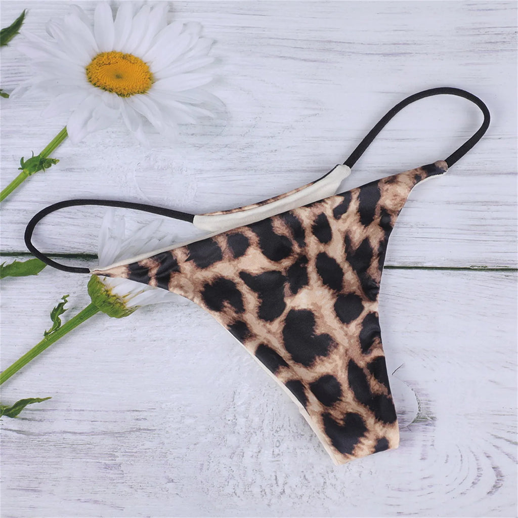 Leopard Print G-String Women's Low Waist Seamless Underwear Breathable Hot Sexy Panties Female Bikini T Back Briefs Thongs Women