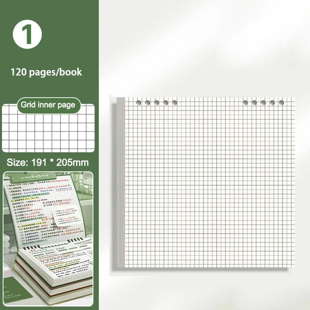 Multifunctional 120 Pages Loose-leaf Notebook Color Flip Up Diary Book Detachable Grid Inner Pages Notepad for School Office