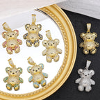 Juya 18K Real Gold Plated Decoration Animal Pendants Cz Bear Charms For DIY Women Kids Luxury Christmas Gift Jewelry Making