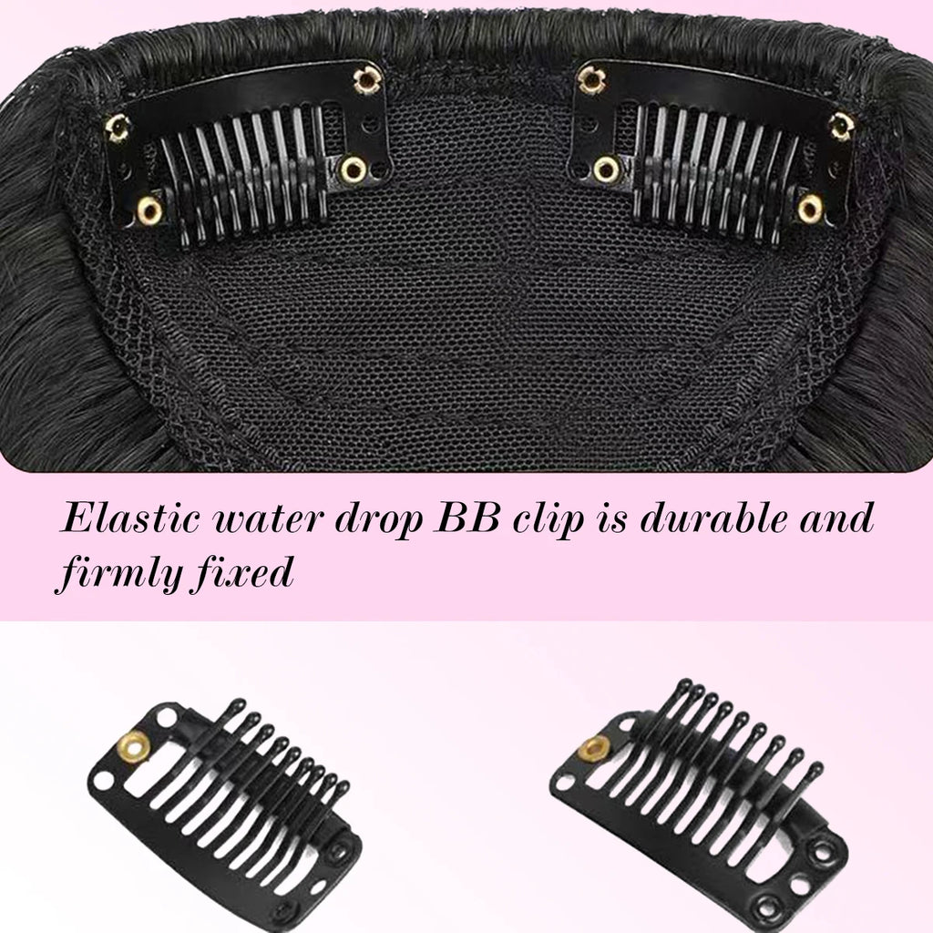 Synthetic high-level comic bangs wig women's forehead clip bangs heat-resistant natural black for daily use