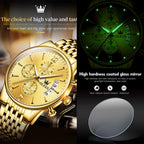 OLEVS Men Watches Top Brand Luxury Watch Waterproof Stainless Steel Men Wristwatch Luminous Quartz Watch Box Gift Set