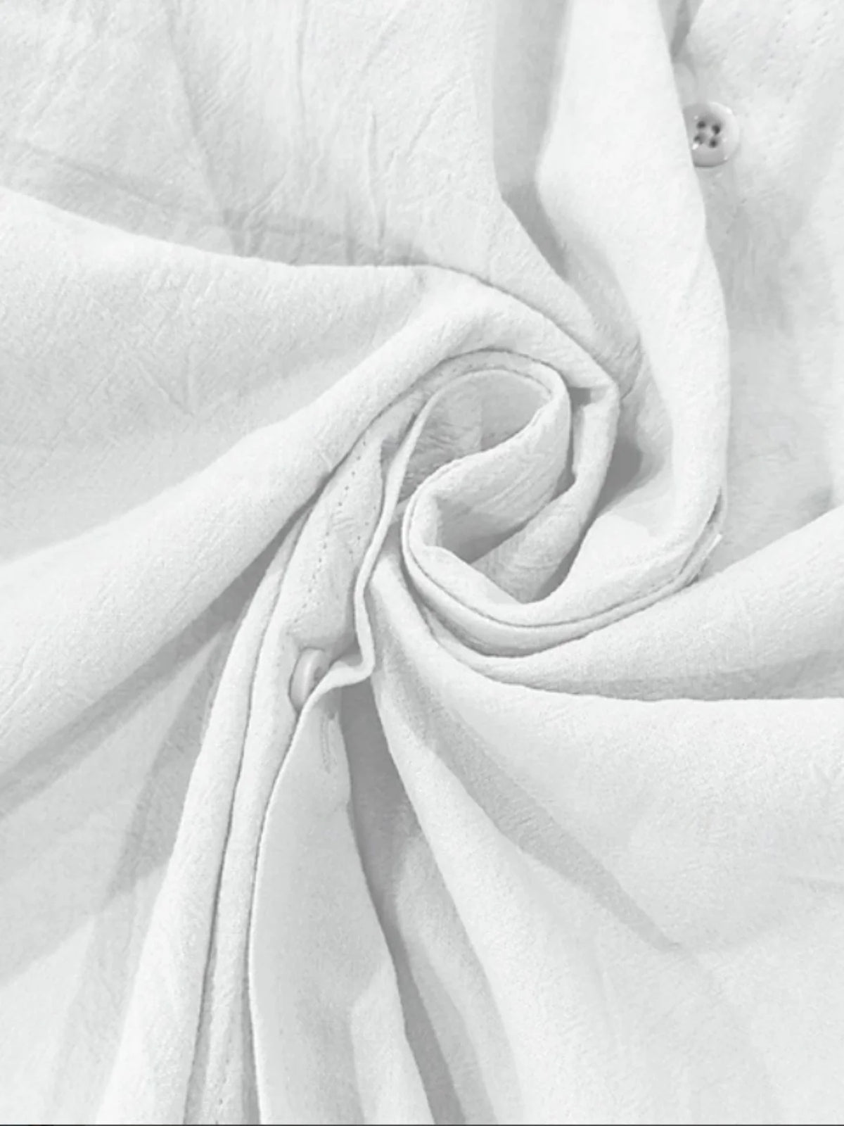 Minimalist Men's White Linen Button-Down Shirt, Stand Collar, Modern Office & Weekend Essential