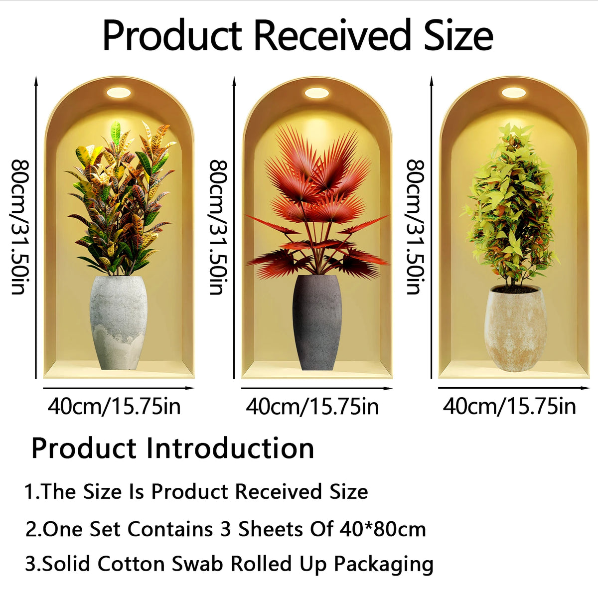 18 Styles Simulated Archway Niche Potted Plant Painting Wall Stickers Bedroom Living Room Hall Peel & Stick Art Mural Decals