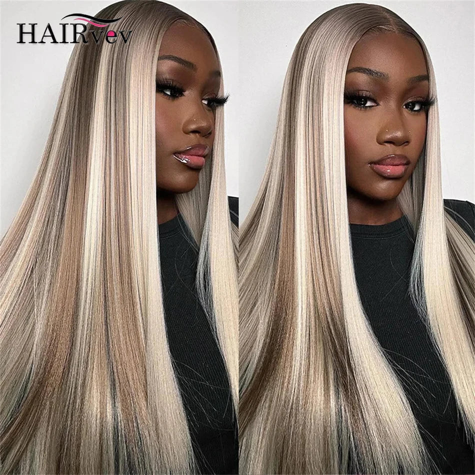 Straight 13x4 HD 4/613 Brown Lace Frontal Wigs Human Hair Transparent Lace Front Wigs For Women Honey Blonde Brazilian Hair Wig
