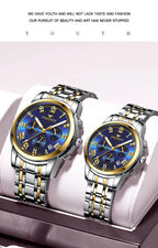 BINBOND 2pcs Couple Watches Fashion Top Brand Men Ladies for Quartz Watch Lover Waterproof Stainless Steel Watch Valentine Gift