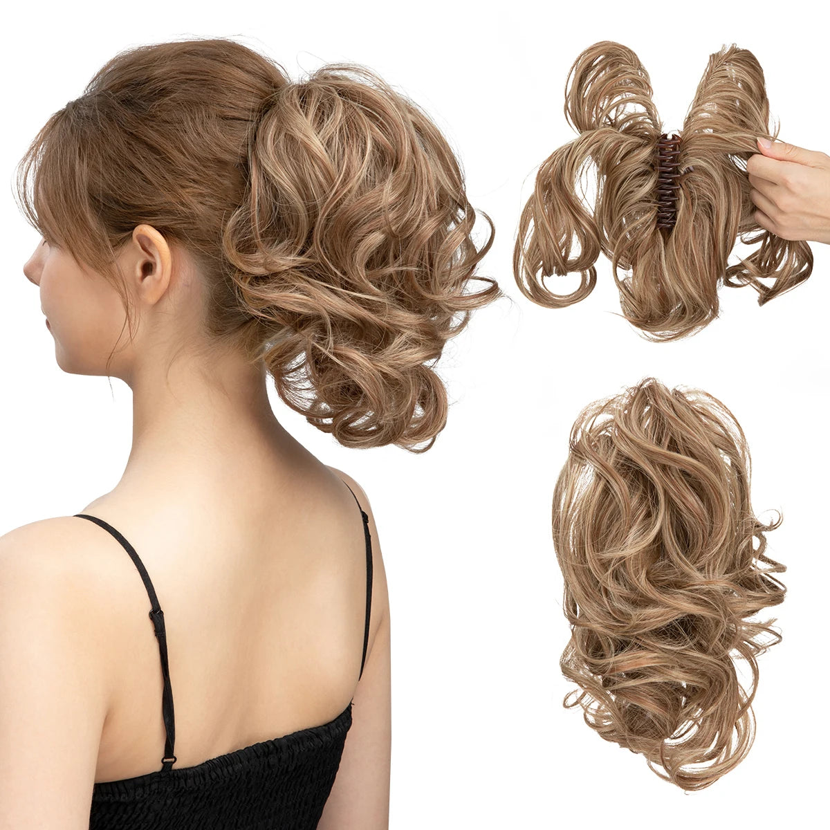 Synthetic Diy Claw Clip In Ponytail Hair Extensions Hairpiece Hair Bun Fake Black Blonde Natural Hair False Pigtail for Women