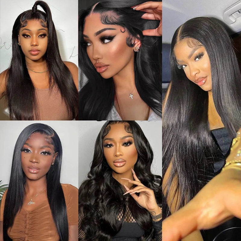 30 36 Inch 13x6 Transparent Bone Straight Lace Front Human Hair Wigs Pre Plucked Brazilian Straight Human Hair Wig For Women