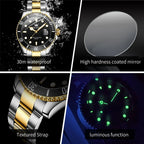 OLEVS 5885 Stainless Steel Calendar Luminous Mens Wristwatch Luxury Stainless Steel Waterproof Quartz Watch for Men Sport Reloj