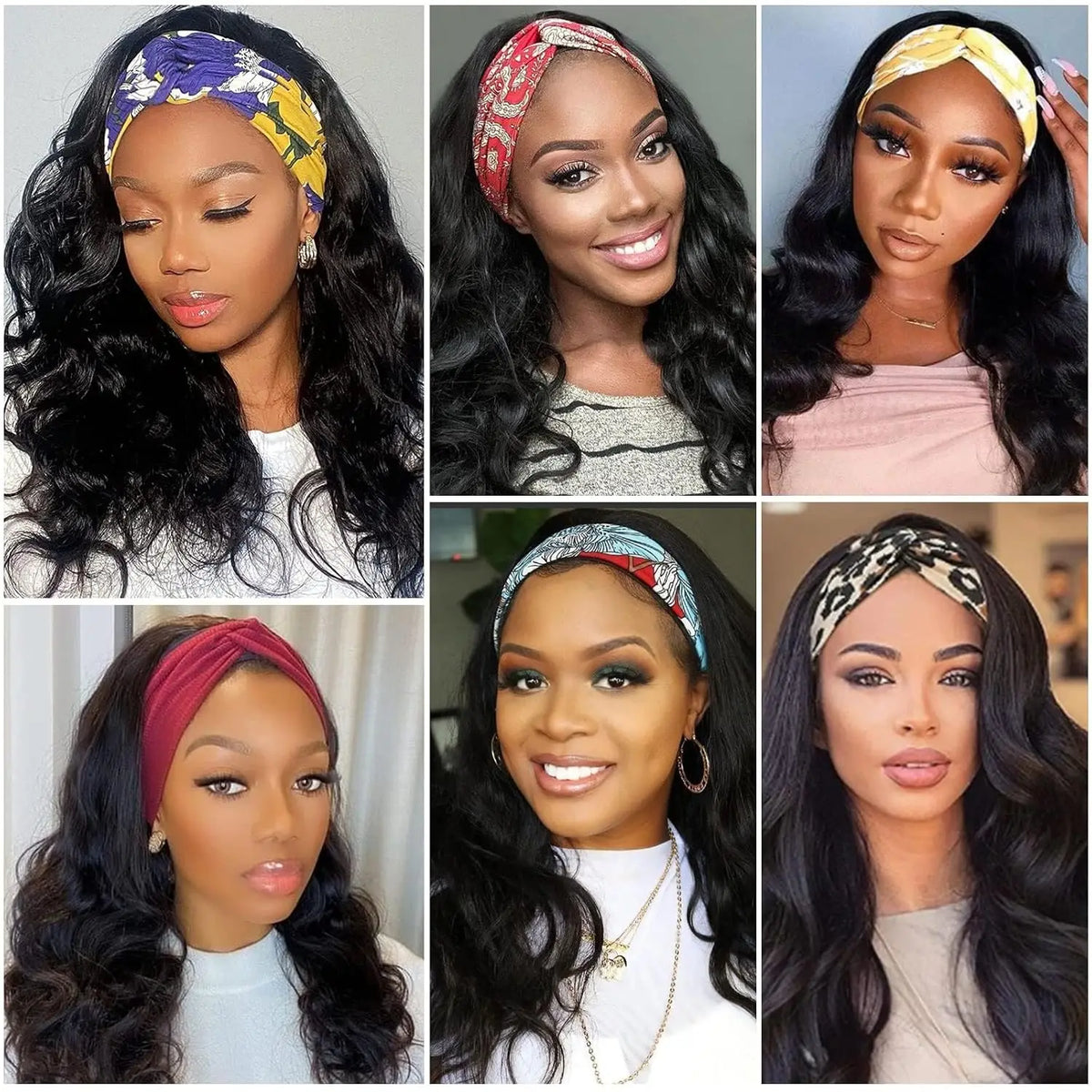 200% Density 20 Inch Body Wave Headband Wig Human Hair for Black Women None Lace Front Wigs Wear And Go Machine Made Headband