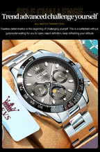 OLEVS 6654 Luxury Men's Automatic Mechanical Watch Original Stainless Steel Waterproof Moon Phase Chronograph Brand Men Watch