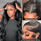 13x4 HD Transparent Lace Front Wigs For Women 34 Inch Body Wave Human Hair Wig 250% Density Pre Plucked Lace Frontal Wig