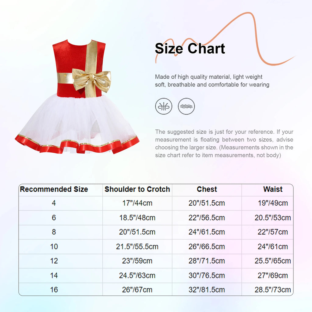 Kids Girls Sequins Christmas Dance Costume Candy Cane Striped Ballet Tutu Dance Dress Bowknot Leotard Party New Year Dancewear