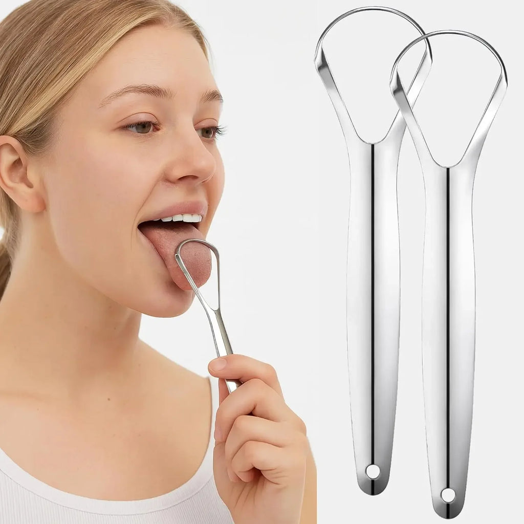 Stainless Steel Tongue 1pc Scraper Tongue Coating Cleaner TongueCoating Brush Cleaning Tongue Coating Removing Bad Breath OralCa