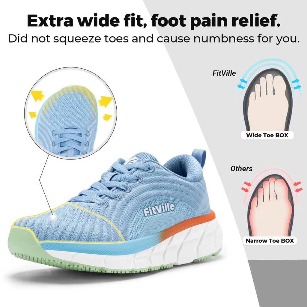 Fitville Women's Sports Shoes Breathable Wide Walking Rnning Jogging Shoes for Women Casual Sneakers Lightweight Comfortable