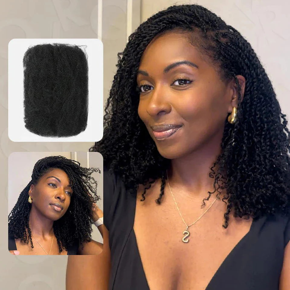 Brazilian QVR Afro Kinky Bulk Human Hair For Braiding Dreadlock Hair 50g/pc Virgin Natural Brown Remy Human Hair Debut Extension