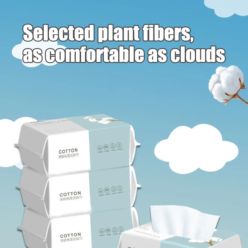 1 Pack 30 Count Thickened Disposable Face Towel 100% Cotton Soft Fabric Travel Cleansing Dry Wet Makeup Remover Pearl Cotton Reu