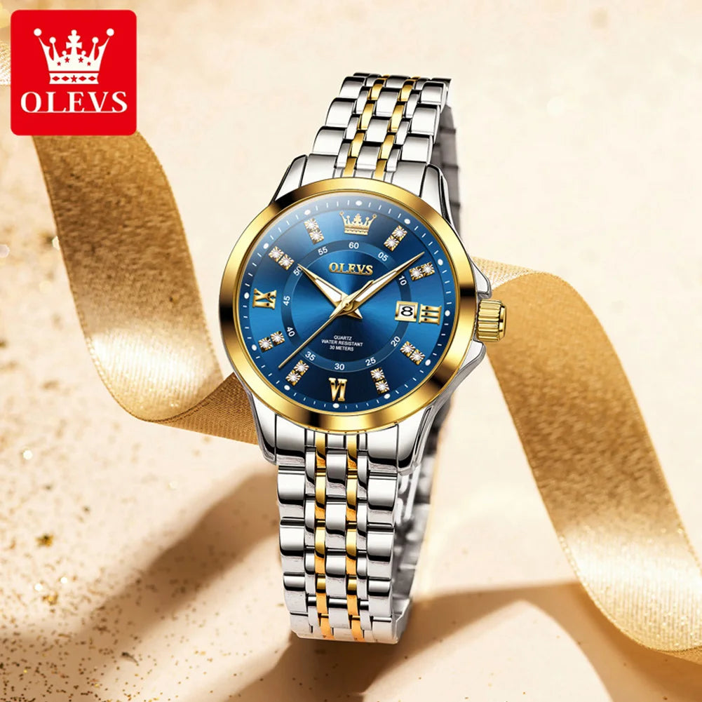 OLEVS 3620 Womens Watches Original Brand Elegant Fashion Quartz Wirtwatch For Ladies Waterproof Luminous Diamond Scale Reloj