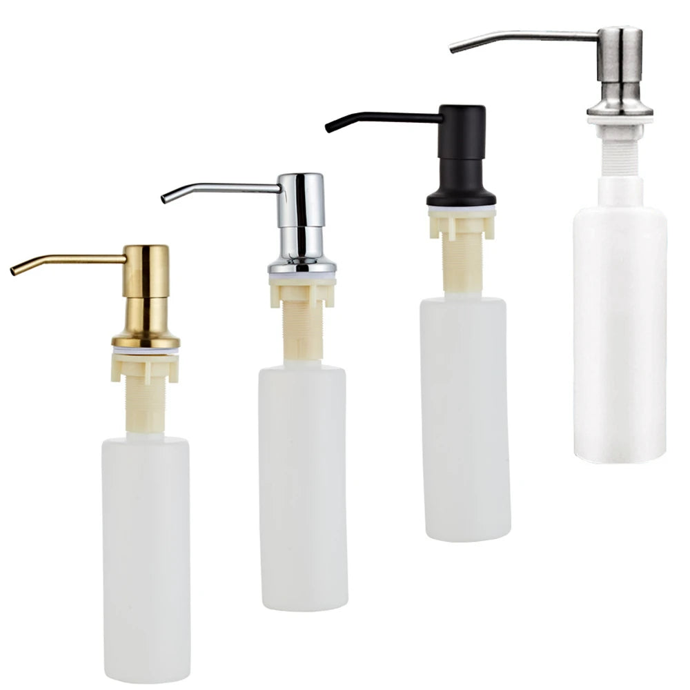 Soap Dispenser for Kitchen Sink Golden Brushed Black Stainless Steel Countertop Dish Sink Detergent Dispenser Pump Bathroom