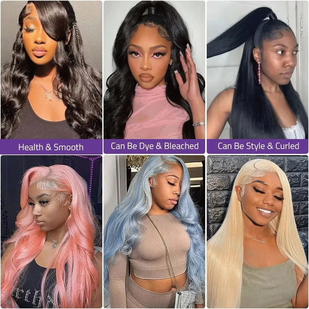 36 40 Inch Body Wave 13x6 HD Lace Frontal Wigs Human Hair 360 5x5 Closure Brazilian 13x4 Lace Front Preplucked Wig 200% Density