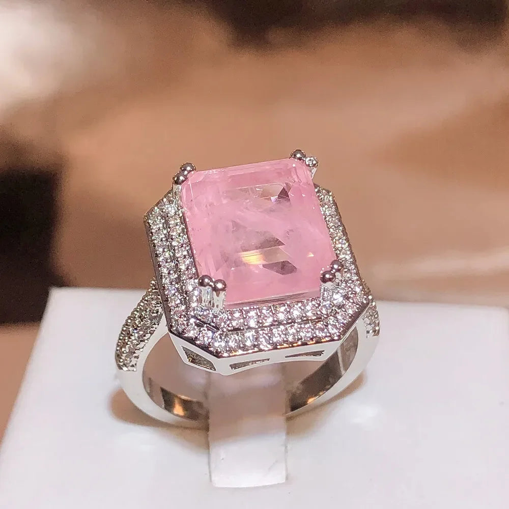 High Quality Pink/blue/Green Zircon Paraiba Ring for Women Party Jewelry Engagement Ring Anniversary Gift 925 Silver Jewelry