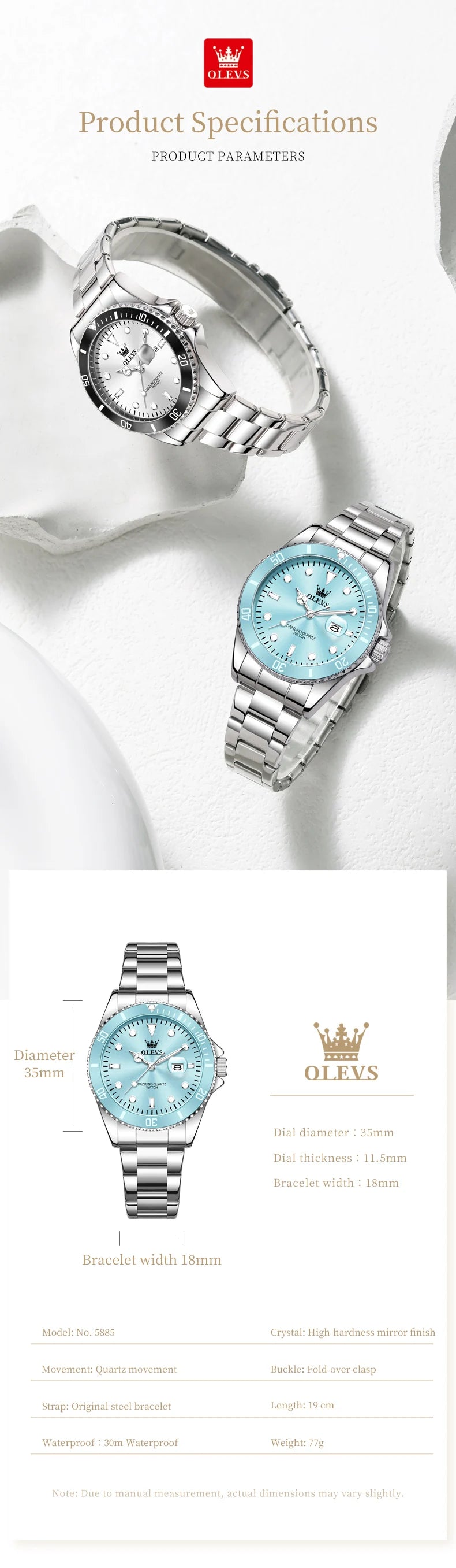 OLEVS Luxury Stainless Steel Waterproof Quartz Watch for Women Fashion Calendar Luminous Womens Wristwatch Sport Clock reloj