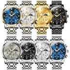 OLEVS 3639 Top Brand Original Luxury New Quartz Watch Stainless Steel Watch For Men Waterproof Luminous Moon Phase Mens Watch