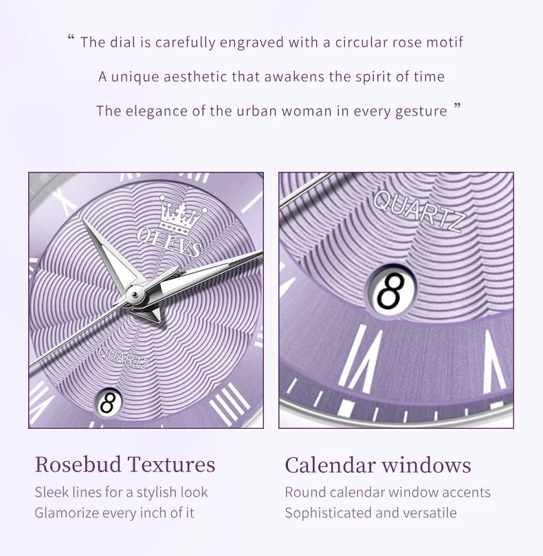 OLEVS Elegant Fashion Women's Watches Luxury Brand Quartz Watch for Ladies Waterproof Stainless Steel Luminous Date Wristwatch