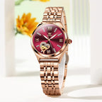 2026 New OLEVS Rose Gold Steel Women's Watches Luxury Brands Automatic Mechanical Watch For Women Fashion reloj para mujer