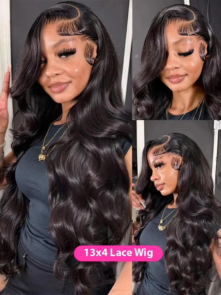 250 Density 100% Human Hair Body Wave 5x5 Glueless Lace Frontal Wigs 13x6 HD Lace Front Wig 40 Inch 13x4 Brazilian Black Clourse