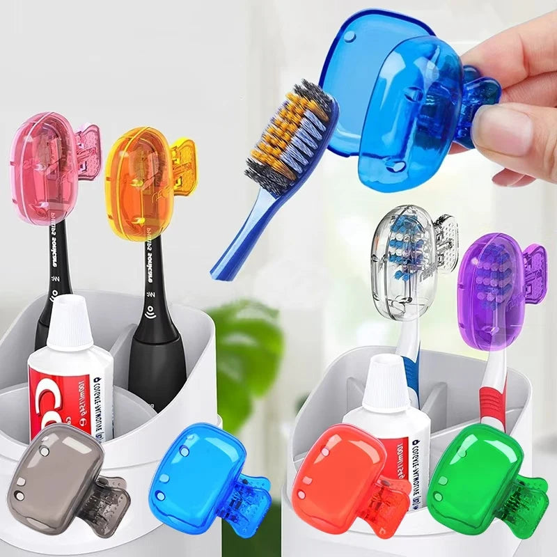 2/4Pcs Travel Toothbrush Toothbrush Protector Cap Brush Pod Case Portable Plastic Clip for Home Travel, Camping, School, Busines