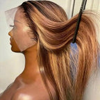 Bone Straight 4/27 Honey Blonde Human Hair 13x4/5x5 HD Transparent Lace Front Wigs Pre Plucked With Baby Hair For Women