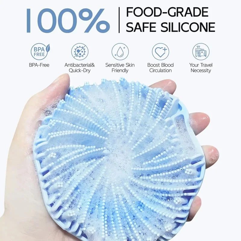 Bath Soft Silicone Back Brush Bath Shower Sponge Scrubbing Brush with Handle Exfoliating Scrub Skin Massager Exfoliating Brushes