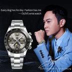 OLEVS 6654 Mens Watch Fashion Chronograph Automatic Mechanical Wristwatch Waterproof Luminous Function Top Brand Watch for Man