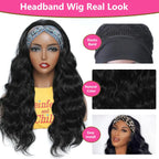200% Density 20 Inch Body Wave Headband Wig Human Hair for Black Women None Lace Front Wigs Wear And Go Machine Made Headband