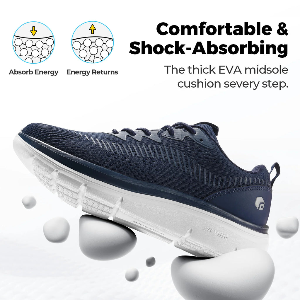 FitVille Men's Walking Shoes Lightweight Wide Men Sneakers Comfortable Casual Sports Running Shoes for Men for Plantar Fasciitis