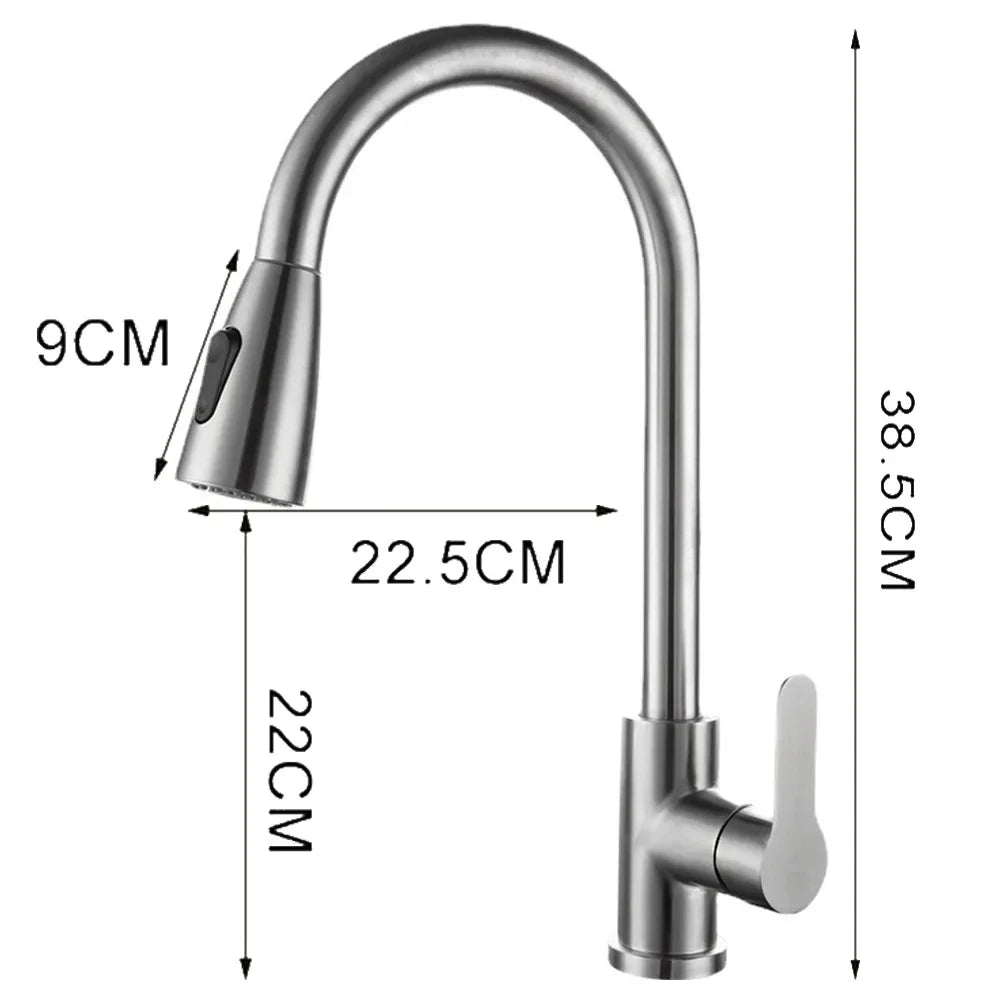 Kitchen Faucet Pull Out Brushed Nickle Stainless Steel Black Kitchen Mixed Tap Kitchen Sink Tap