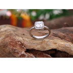 Trendy 925 Sterling Silver Wedding Engagement Finger Rings for Women  Simple Square Zircon Rhinestone Inlay Ring Jewelry Gift
