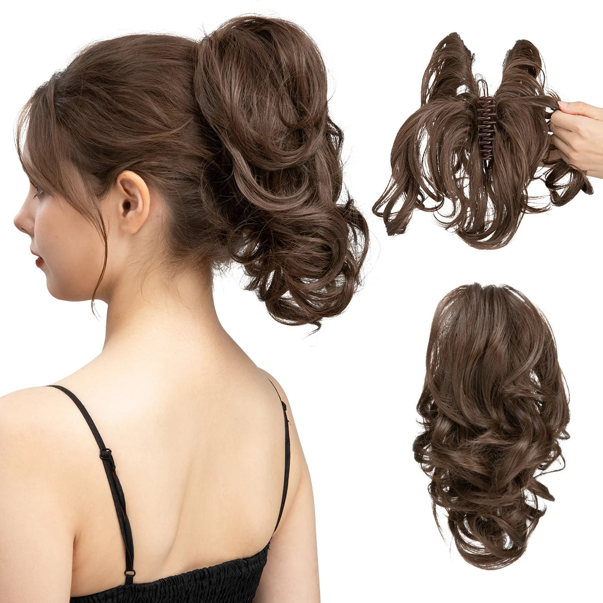 Synthetic Diy Claw Clip In Ponytail Hair Extensions Hairpiece Hair Bun Fake Black Blonde Natural Hair False Pigtail for Women