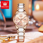 OLEVS 3605 Women's Watches Top Brand Fashion Mechanical Wristwatch Zircon Scale Watch for Ladies Waterproof Chronograph Date