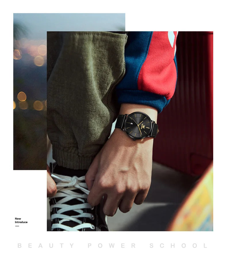 OLEVS 5869 Original Brand Fashion Men's Watch Simplicity Dial Trendy Quartz Watch Waterproof Date Milanese Mesh Belt  Wristwatch