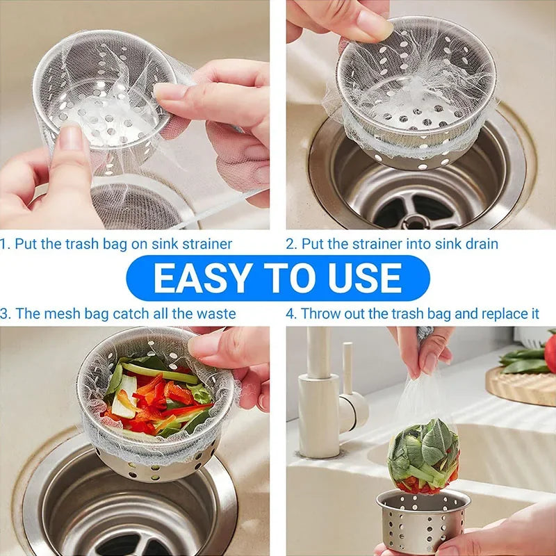 30-1000PCS Disposable Kitchen Sink Filter Mesh Sewer Garbage Filter Meal Residue Pool Mesh Bag Drainage Screen Sink Garbage Net
