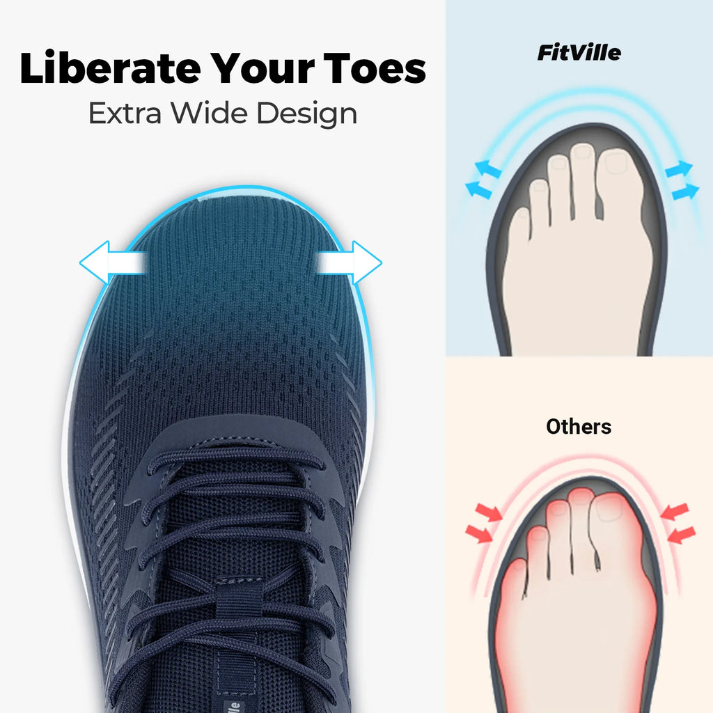 FitVille Men's Walking Shoes Lightweight Wide Men Sneakers Comfortable Casual Sports Running Shoes for Men for Plantar Fasciitis