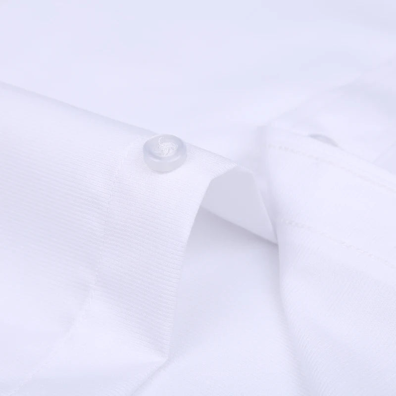 High Quality Free Ironing Men Dress Long Sleeve Shirt 100% Pure Cotton New Solid Male Regular Fit Business Shirt White Blue
