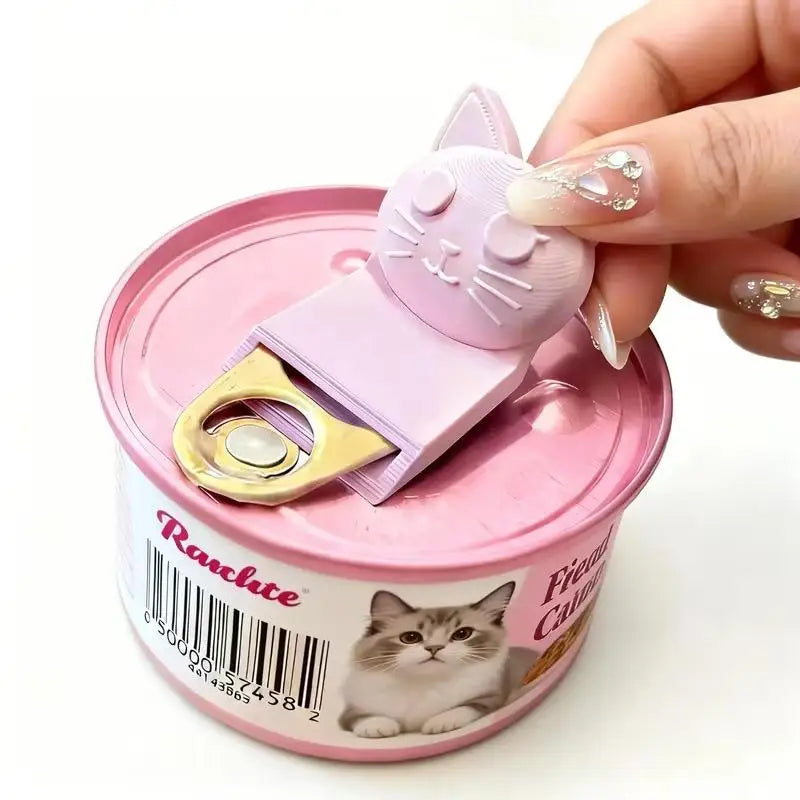 New Cute Cat Shape Pet Can Opener Portable Manual Can Opener For Wet Cat Food Cans And Pet Food Jars Easy Ring Pull Opener Tool