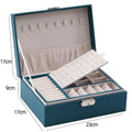 1pcs Double Layer Storage Box For Men And Women Large Capacity Leather Jewelry Box Hardware Latch Travel Portable Flip Lid Palm