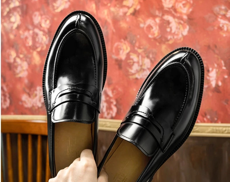 Men's Shoes Business Casual Leather Shoes Genuine Leather Comfortable Soft Sole Low Cut Loafers British Style