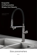Luxury Gun Gray Brass Kitchen Faucet 1 Hole Double Handle Cold and Hot Dual Control, with Filtered Water Two Function Sink Tap